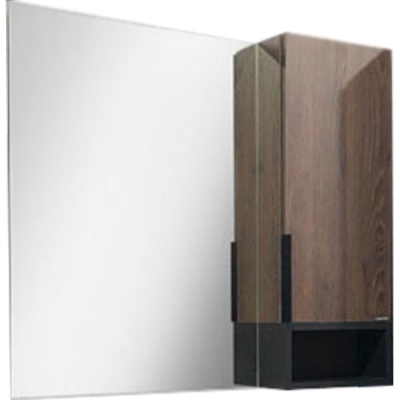 Зеркало со шкафом Comforty Франкфурт 90 4150529 Дуб шоколадно-коричневый Черное матовое