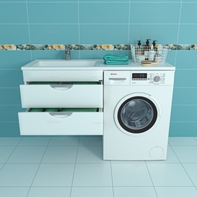 Тумба с раковиной СанТа Лидер 130 L 700259+900114 подвесная Белая