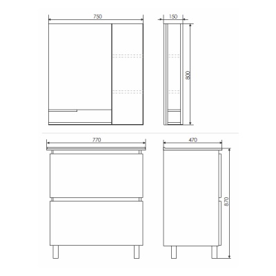 Тумба с раковиной Comforty Верона 75 4137102 Дуб белый