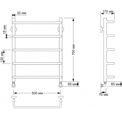 Водяной полотенцесушитель Secado Мерида 1 50х70 Бронза