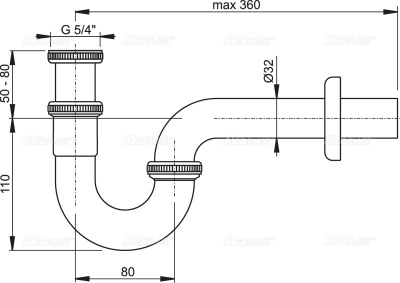Сифон для раковины Alcaplast A432 Хром