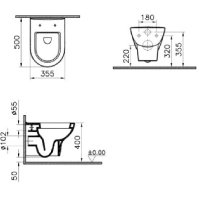 Унитаз Vitra Zentrum 5785B003-0075 подвесной без сиденья