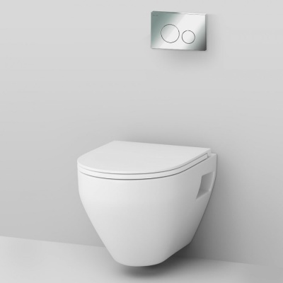 Комплект унитаза с инсталляцией AM.PM Spirit V2.0 FlashClean IS49051.701738 с сиденьем Микролифт и клавишей смыва Хром