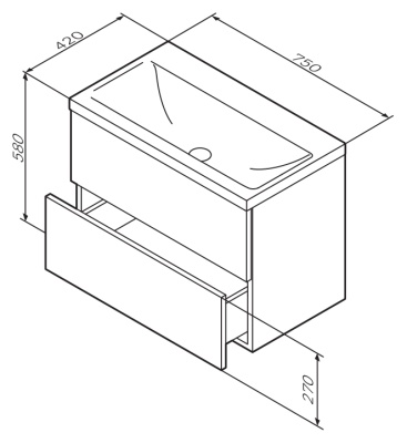Тумба под раковину AM.PM Gem 75 2 подвесная Белая