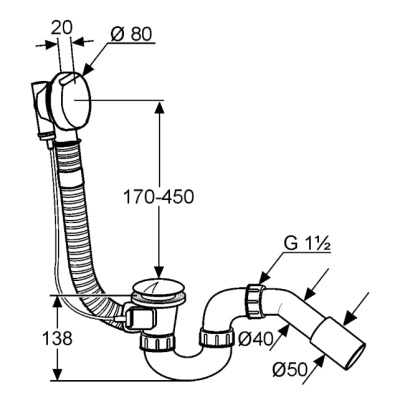 Слив-перелив Kludi Rotexa 2130005N-00 полуавтомат Хром