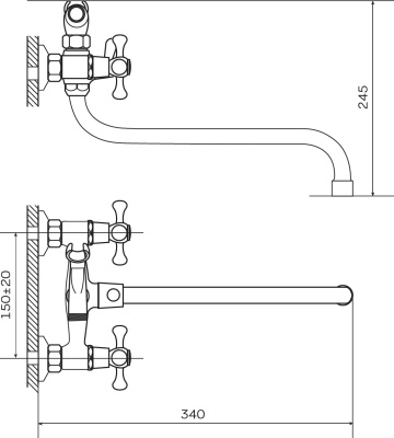 Смеситель для ванны Zerix DMX 605 ZX0021 универсальный Хром