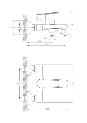 Смеситель для ванны Rush Bering BE5535-51 Хром