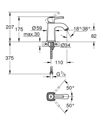 Смеситель для раковины Grohe Grandera 23310000 Хром
