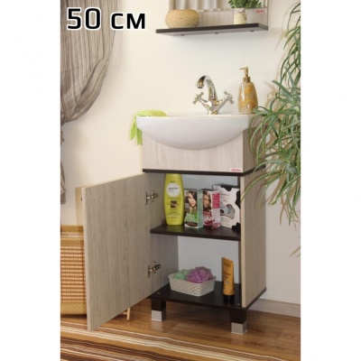 Тумба с раковиной Sanflor Толедо 50 Н0000001283 Венге Северное дерево светлое