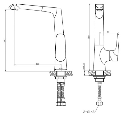 Смеситель для кухни WeltWasser Bonn 306 WT 10000002007 Белый Хром