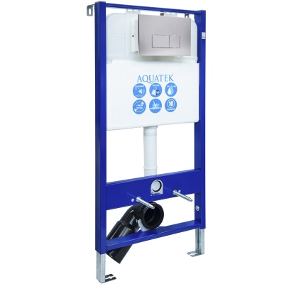 Инсталляция Aquatek Slim INS-0000007 для унитаза с клавишей смыва Хром матовый