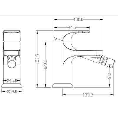 Смеситель для биде Boheme Spectre 456-B Черный