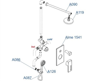 Душевая система WasserKRAFT Alme A16590 Хром