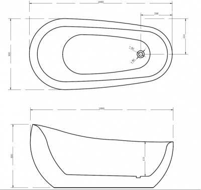 Акриловая ванна Abber AB9235 180х90 без гидромассажа
