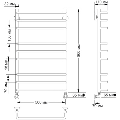 Водяной полотенцесушитель Secado Мерида 3 50х80 Бронза