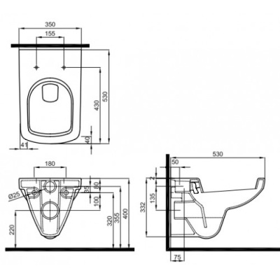 Унитаз Kolo Nova Pro M33103000 подвесной без сиденья