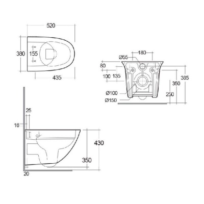 Унитаз RAK Ceramics Sensation SENWC1446AWHA/SENSC3901WH подвесной с сиденьем Микролифт