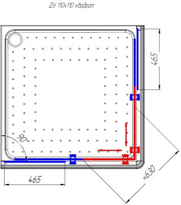 Душевой уголок Radomir 110x110 1-09-1-0-0-1200 профиль Белый стекло прозрачное