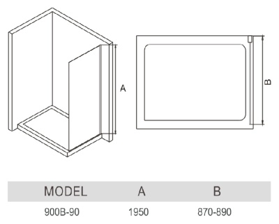 Душевая стенка WeltWasser WW900 B 90 10000002927 профиль Хром стекло прозрачное