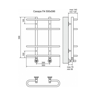 Водяной полотенцесушитель Terminus Сахара П4 500x596 4670030723178 Хром