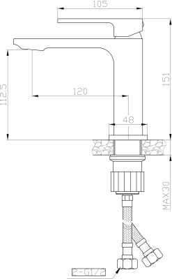 Смеситель для раковины Orange Lutz M04-021b Черный