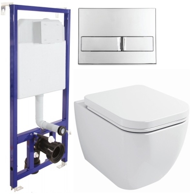 Комплект унитаза BelBagno Alpina BB10100CHR с инсталляцией Berges Wasserhaus Novum L3 040213 с сиденьем Микролифт и клавишей смыва Хром