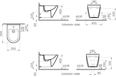 Биде Vitra S50 5324B003-0288 подвесное Белый