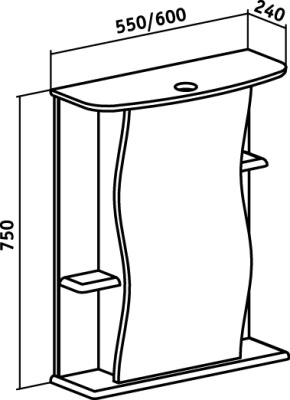 Зеркальный шкаф Runo Лилия 60 Белый