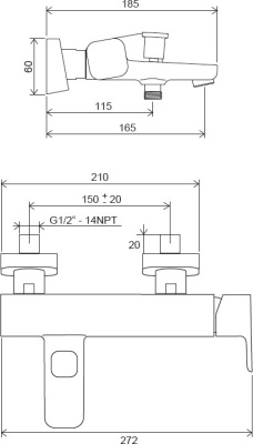 Смеситель для ванны Ravak 10° FREE TD F 022.00/150 X070131 Хром