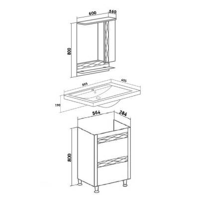 Мебель для ванной Runo Вега 60 Белая