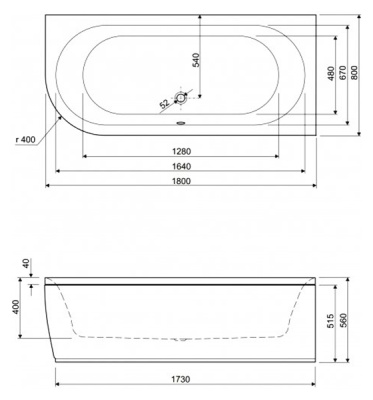Акриловая ванна Cezares Metauro Corner 180x80 L Белая
