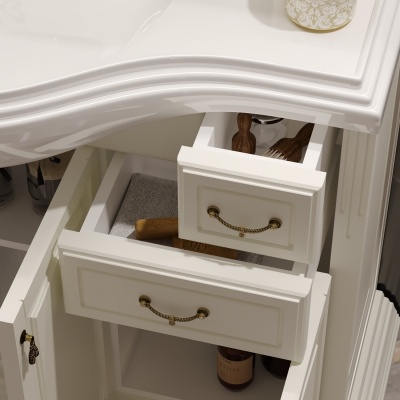 Комплект мебели для ванной Opadiris Риспекто 105 Слоновая кость со светильником Рустика Бронза