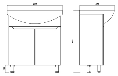 Тумба под раковину San Star Bianco 75 140.1-1.5.1. Белая