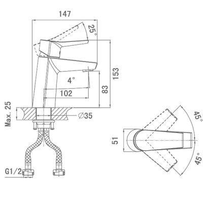 Смеситель для раковины D&K Rhein Mosel DA1262101 Хром