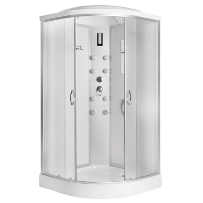 Душевая кабина Erlit Comfort ER4509P 90x90 с гидромассажем задняя стенка Белая стекло матовое