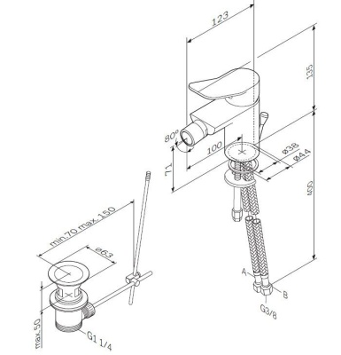 Смеситель для биде AM.PM X-Joy F85A83100 с донным клапаном Хром