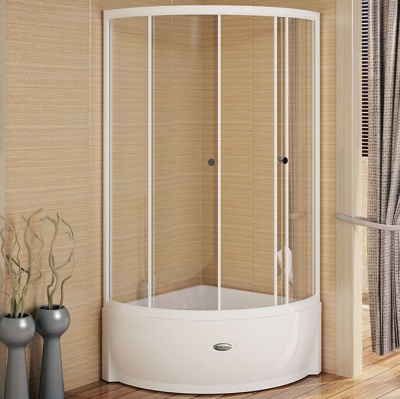 Душевой уголок Radomir 100x100 1-03-1-0-0-0040 с поддоном профиль Белый стекло прозрачное