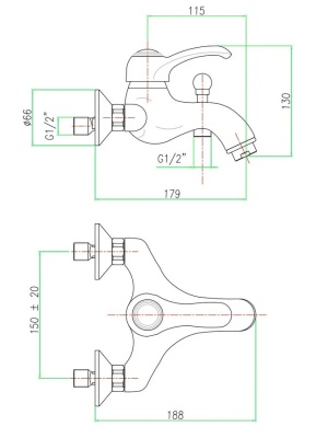 Смеситель для ванны Webert Aurora AU850102060 Медь