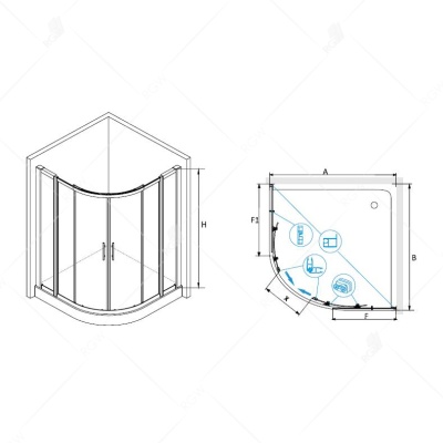 Душевой уголок RGW Hotel HO-511 120x120 профиль Хром стекло прозрачное