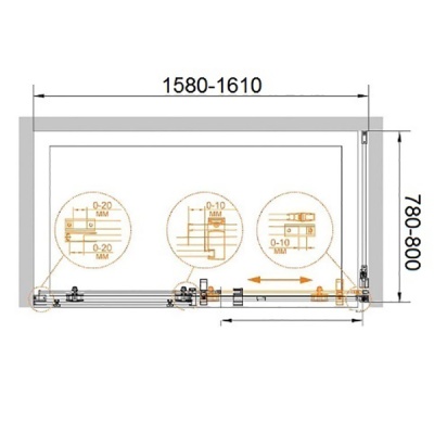 Душевой уголок Cezares Stylus-M AH-1 160x80 профиль Хром стекло прозрачное