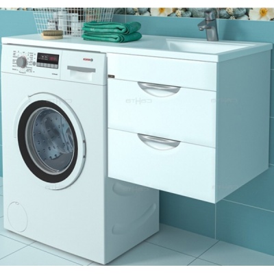 Тумба с раковиной СанТа Лидер 110 R 700258+900113 подвесная Белая