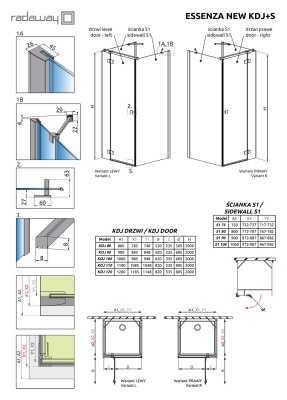Дверь душевого уголка Radaway Essenza New KDJ+S 100 L профиль Хром стекло прозрачное