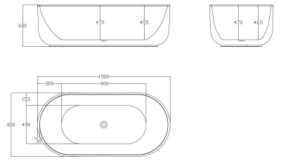 Акриловая ванна BelBagno BB401-1500-800 150х80 без гидромассажа