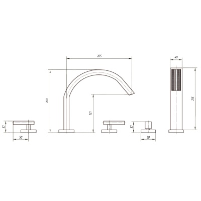 Смеситель на борт ванны Migliore Syntesi ML.SNS-7980.CR Хром