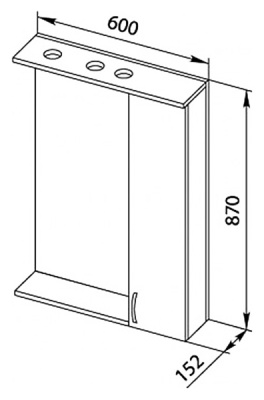Зеркало со шкафом Aquanet Донна 60 168938 с подсветкой R Венге