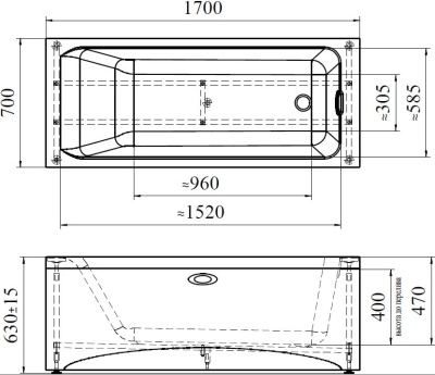 Акриловая ванна Radomir Vannesa Агата 2 170x70 2-01-0-0-1-226Р Белая без гидромассажа