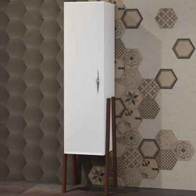 Шкаф пенал Opadiris Флоридо 35 L Z0000014838 Белый глянцевый/Светлый орех