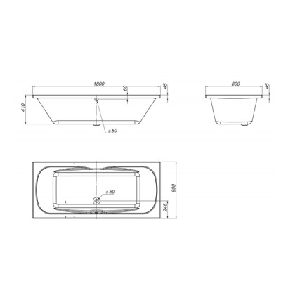 Акриловая ванна BelBagno BB104-180-80 180x80 Белая
