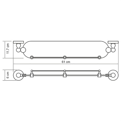 Стеклянная полка WasserKRAFT Diemel K-2244 Хром