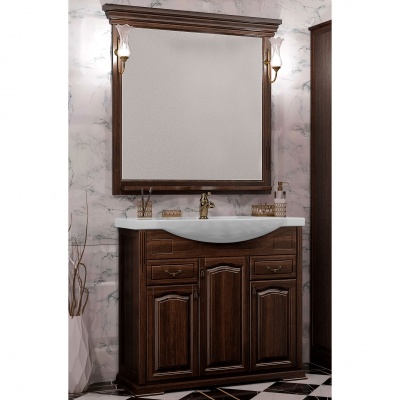 Комплект мебели для ванной Opadiris Риспекто 95 Орех антикварный со светильником Рустика Бронза